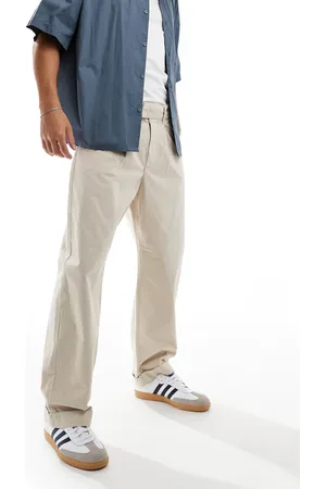 SELECTED Loose fit turn up trousers in stone