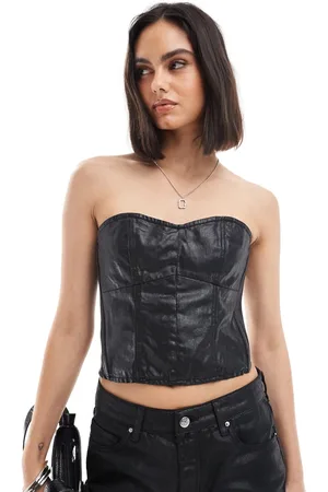 Armani Exchange Co-ord coated strapless top in