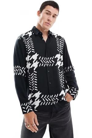HUGO BOSS Emero long sleeve shirt in with oversized houndstooth print