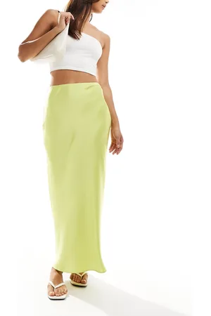 ASOS Satin bias midi skirt in lemon