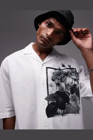 Topman Short sleeve relaxed floral print placement shirt in