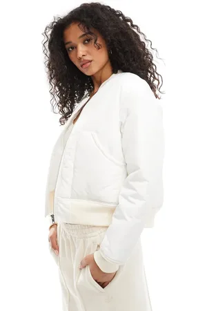 SNDYS Pocket detail padded bomber jacket in cream