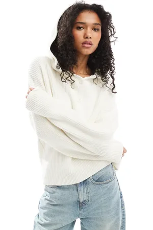 SNDYS Premium cotton hooded button detail jumper in