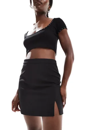 Pieces® Tailored notch front mini skirt in
