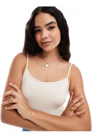 Threadbare Super stretch strappy bodysuit in ecru
