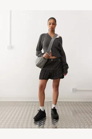 COLLUSION Co-ord low rise denim bubble mini skirt in rinse wash
