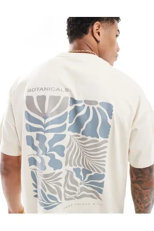 Threadbare Oversized t-shirt in stone with botanical back print