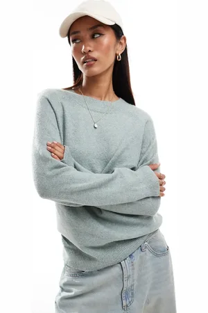 ONLY Crew neck knitted jumper in chinois melange