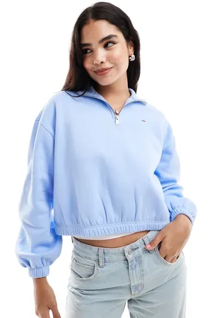 Tommy Hilfiger Boxy half zip sweatshirt in baby