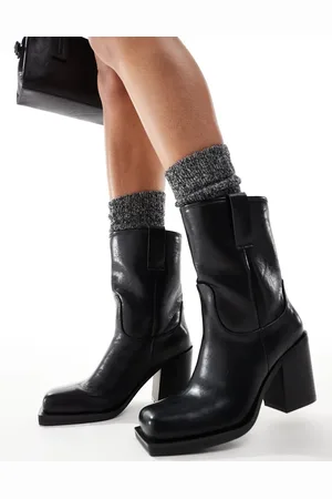 Public Desire Loki sqaure toe heeled ankle boots in