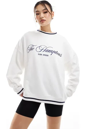 Kaiia Hamptons logo contrast edge sweatshirt in white
