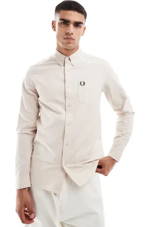 Fred Perry Long sleeve oxford shirt in off
