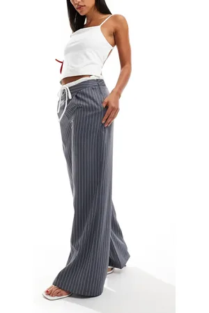 Extro & Vert Drawstring tailored trousers in grey stripe