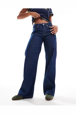 Monki Imoo low waisted wide fit jeans in rinse wash clean