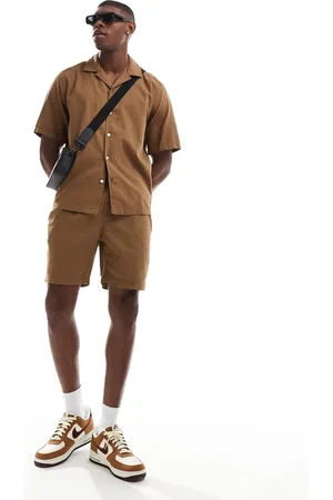 Only & Sons Waffle texture short co-ord in chocolate