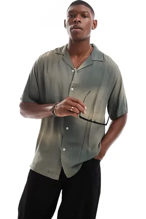 Only & Sons Revere collar shirt with distorted print in
