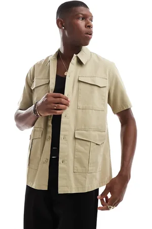 Only & Sons 4 pocket utility shirt in light