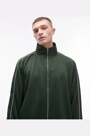 Topman Oversized fit full zip through sweatshirt co-ord with double piping detail in sporty