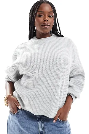 ASOS ASOS DESIGN Curve chunky crew neck rib jumper in light