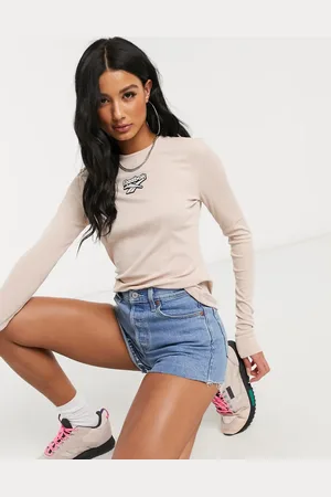 Reebok Ribbed logo long sleeve in blush