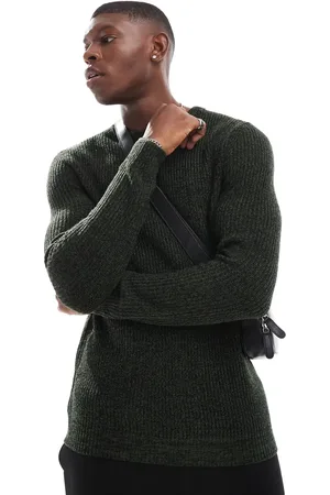 JACK & JONES Oversized chunky jumper in dark mixed yarn