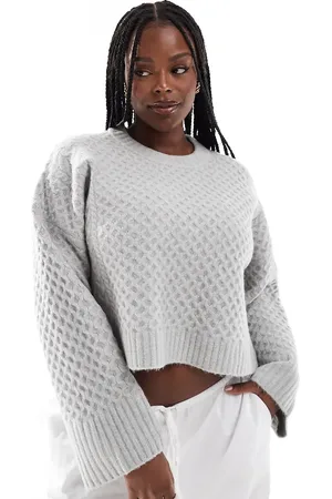 ASOS ASOS DESIGN Curve crew neck cable jumper with wide cuff in