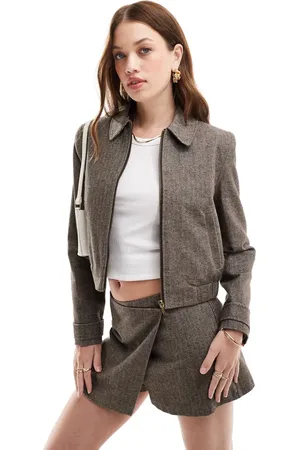 Miss Selfridge Herringbone bomber jacket co-ord