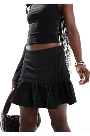 Noisy May Peplum detail skirt in pinstripe
