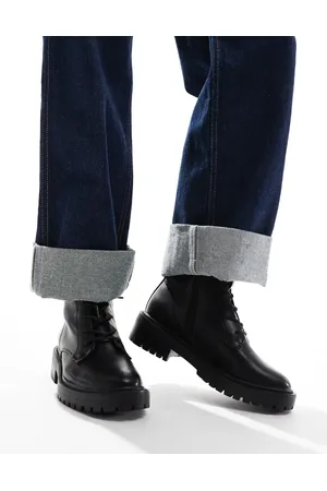 ONLY Faux leather lace front chunky boots in