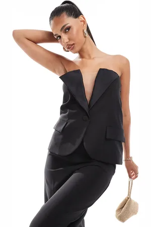 ASOS Co-ord bandeau tailored blazer with satin bow back in