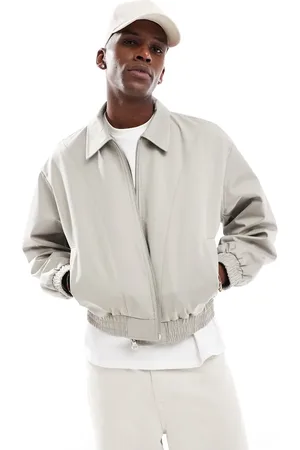 Pull&Bear Cotton cropped jacket in sand
