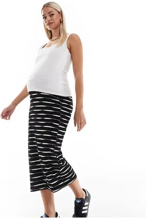 Mama;licious Mamalicious Maternity jersey midi skirt in with space dye