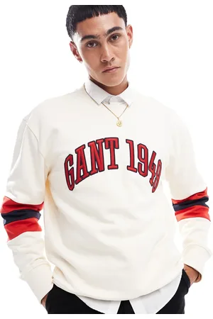 GANT 75th Anniversary Capsule colour block sweatshirt with 1949 logo in cream