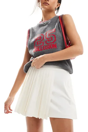 Abercrombie & Fitch Pleated wrap skort in cream