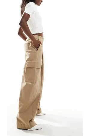 French Connection Atena twill clean cargo trousers in camel