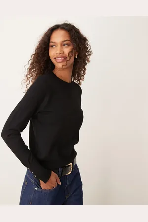 JDY Knitted jumper with sleeve button detail in