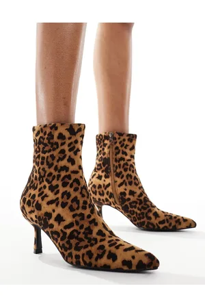 Glamorous Kitten heel ankle boots in leopard