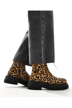 ASOS Achieve flat leather boots in leopard