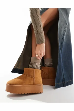 SEQWL Mini flatform boots in tan