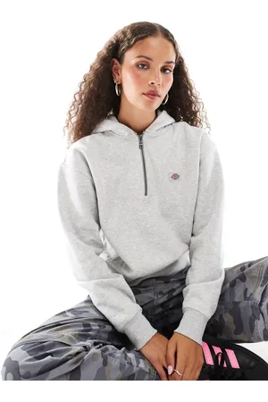 Dickies Seasonal quarter zip hooded jumper in light