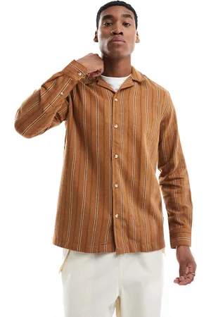 Only & Sons Relaxed long sleeve shirt in light stripe