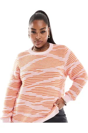 ONLY Textured jumper in and orange print