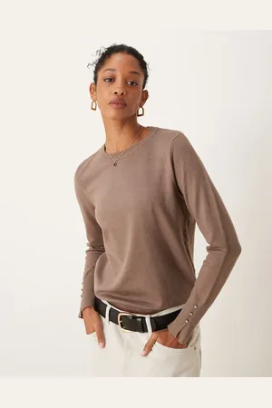 JDY Knitted jumper with sleeve button detail in