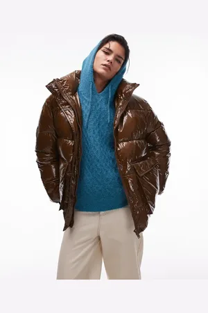 Topshop Puffer bomber jacket in choc