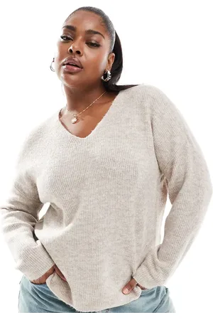 ONLY V-neck jumper in stone