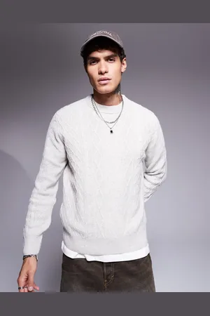 River Island Chunky cable knit jumper in light