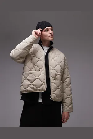 Topman Quilted bomber jacket in putty
