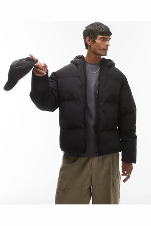 Topman Textured hooded puffer jacket in