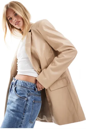 Miss Selfridge Faux leather oversized blazer in