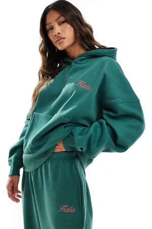 Kaiia Pink logo oversized hoodie co-ord in dark